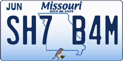 MO license plate SH7B4M