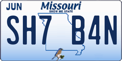 MO license plate SH7B4N