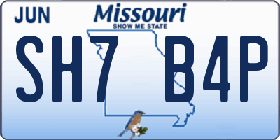 MO license plate SH7B4P