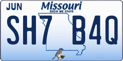 MO license plate SH7B4Q