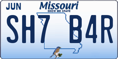 MO license plate SH7B4R