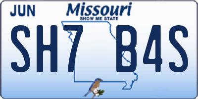 MO license plate SH7B4S