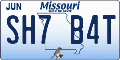 MO license plate SH7B4T
