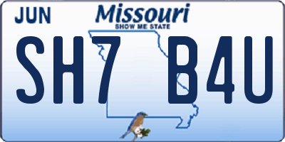MO license plate SH7B4U