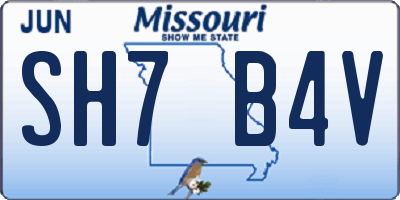 MO license plate SH7B4V