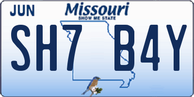 MO license plate SH7B4Y
