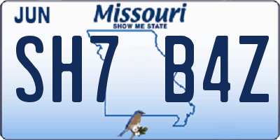 MO license plate SH7B4Z