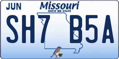 MO license plate SH7B5A