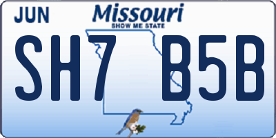 MO license plate SH7B5B