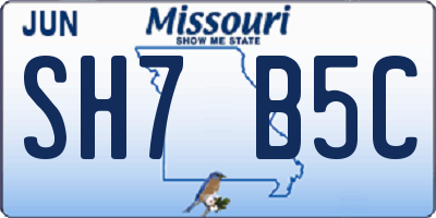 MO license plate SH7B5C
