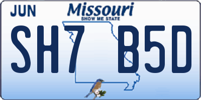 MO license plate SH7B5D