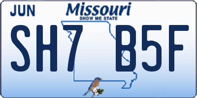 MO license plate SH7B5F