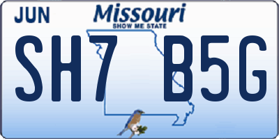 MO license plate SH7B5G