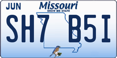 MO license plate SH7B5I