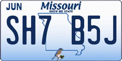 MO license plate SH7B5J