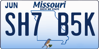 MO license plate SH7B5K