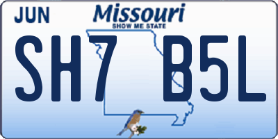 MO license plate SH7B5L