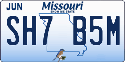 MO license plate SH7B5M