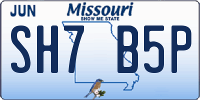 MO license plate SH7B5P