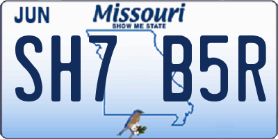 MO license plate SH7B5R