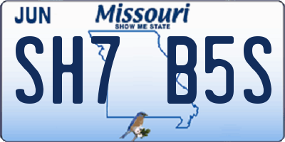 MO license plate SH7B5S