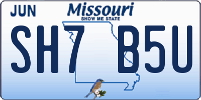 MO license plate SH7B5U