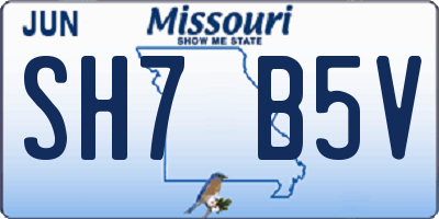 MO license plate SH7B5V