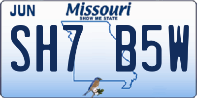 MO license plate SH7B5W
