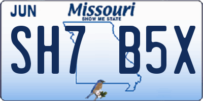 MO license plate SH7B5X