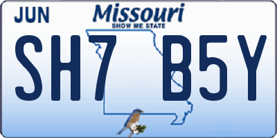 MO license plate SH7B5Y
