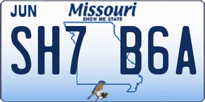 MO license plate SH7B6A