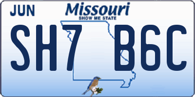 MO license plate SH7B6C