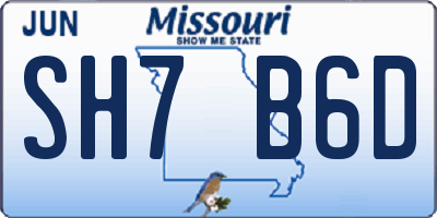 MO license plate SH7B6D