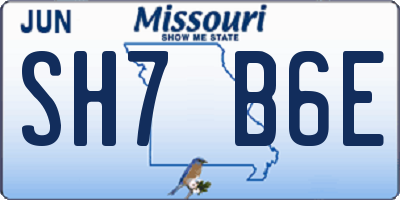 MO license plate SH7B6E