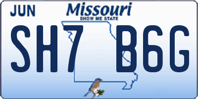 MO license plate SH7B6G