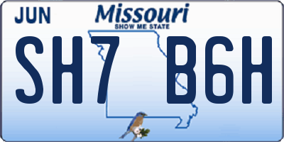 MO license plate SH7B6H