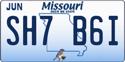 MO license plate SH7B6I