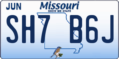 MO license plate SH7B6J
