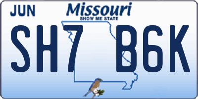 MO license plate SH7B6K