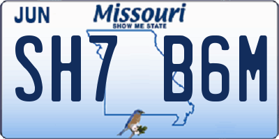 MO license plate SH7B6M