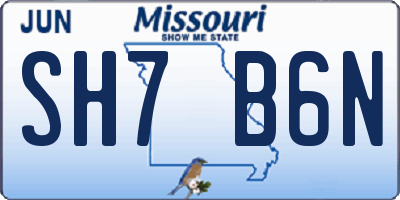 MO license plate SH7B6N