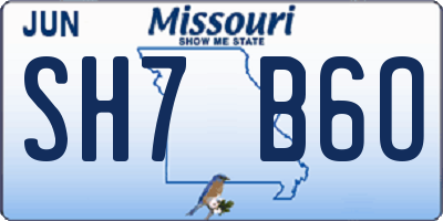 MO license plate SH7B6O