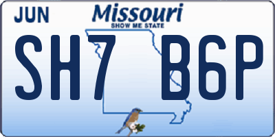 MO license plate SH7B6P