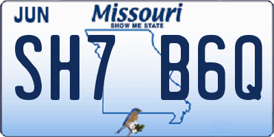 MO license plate SH7B6Q
