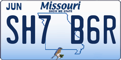 MO license plate SH7B6R