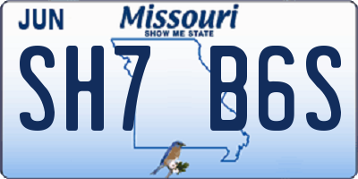 MO license plate SH7B6S