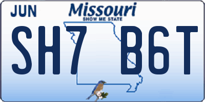 MO license plate SH7B6T