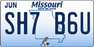 MO license plate SH7B6U