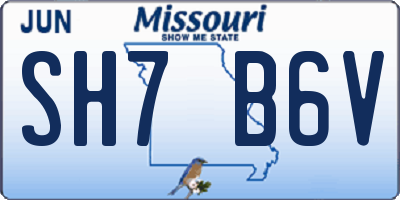 MO license plate SH7B6V