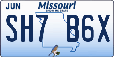 MO license plate SH7B6X